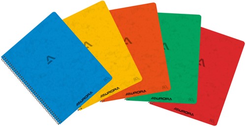 Schrift Aurora met spiraal 210x165mm 120blz ruit 5mm assorti