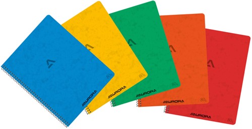 Schrift Aurora met spiraal 210x165mm 120blz lijn assorti
