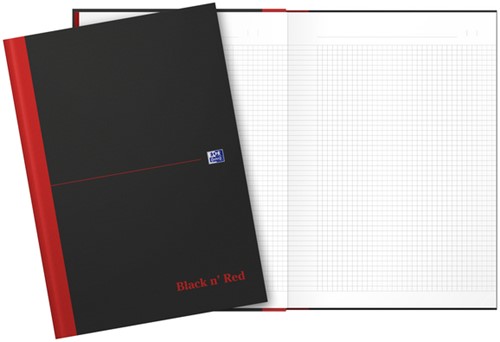 Notitieboek Oxford Black n' Red A4 96vel ruit 5mm zwart-3