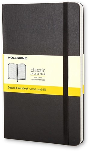 Notitieboek Moleskine large 130x210mm ruit zwart