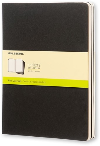 Schrift Moleskine 190x250mm blanco 240 pagina's 70gr zwart set à 3 stuks