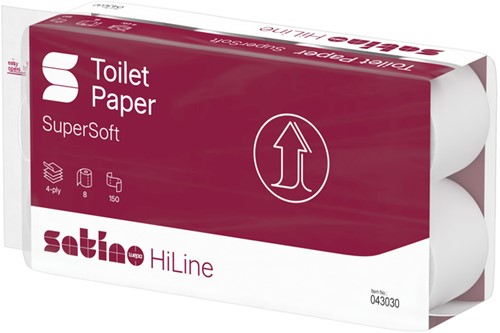 Toiletpapier Satino MT1 HiLine 4-laags 8x150 vel wit 043030