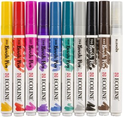 Brushpen Talens Ecoline Handlettering blister à 10 stuks assorti