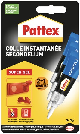 Secondelijm Pattex super gel 3gr 2+1 gratis