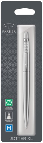Balpen Parker Jotter XL Monochrome stainless steel medium blister à 1 stuk