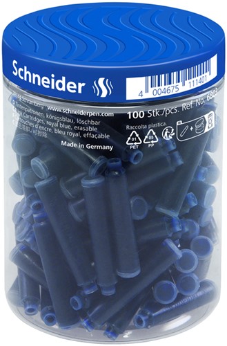 Inktpatroon Schneider din blauw pot 100stuks