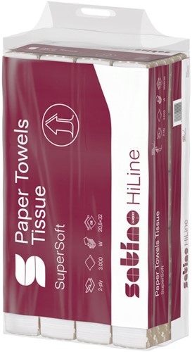 Handdoek Satino PT2 HiLine w-vouw 2-laags 206x320mm 25x120 vel wit 276600-3