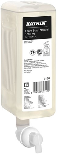 Handzeep Katrin 3136 1000ml foam Pure Neutral 6 flessen