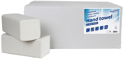Handdoek Cleaninq H3 z-vouw 2-laags 240x210mm 20x160 vel wit-2