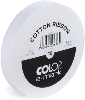 Tekststempel Colop E-Mark katoenen lint 15mm x 25m