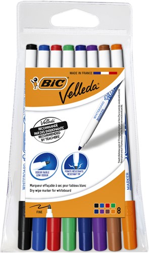 Etui 8 BIC Whiteboard Marker Velleda 1721 : assortie