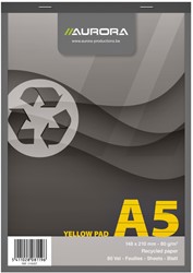 Schrijfblok Aurora A5 lijn 80vel 80gr geel