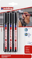 Viltstift edding 300 rond 1.5-3mm blister à 3 stuks zwart
