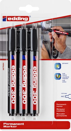Viltstift edding 300 rond 1.5-3mm blister à 3 stuks zwart