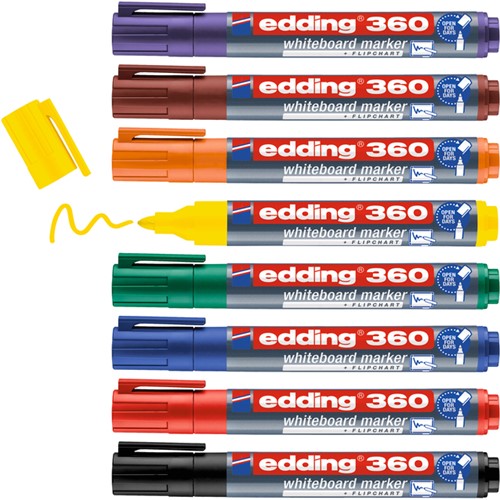 Viltstift edding 361 whiteboard rond 1mm set à 8 kleuren-2