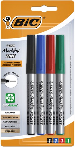 Viltstift Bic Ecolutions rond 1.1mm blister à 4 kleuren