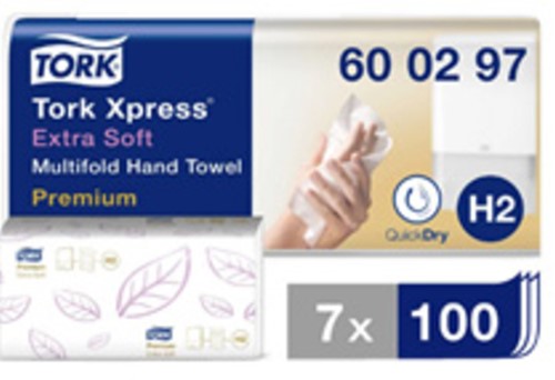 Handdoek Tork H2 600297 Premium 2laags 21x34cm 7x100st