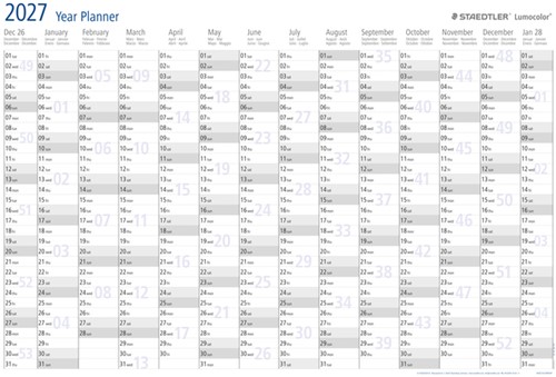 Jaarplanner 2027 Staedtler Lumocolor 84x60cm oprolbaar