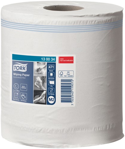 Poetspapier Tork M2 Premium 1-laags 165m wit 130034-2