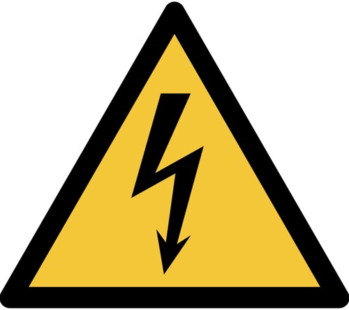Pictogram bordje Djois Waarschuwing: elektrische spanning geel