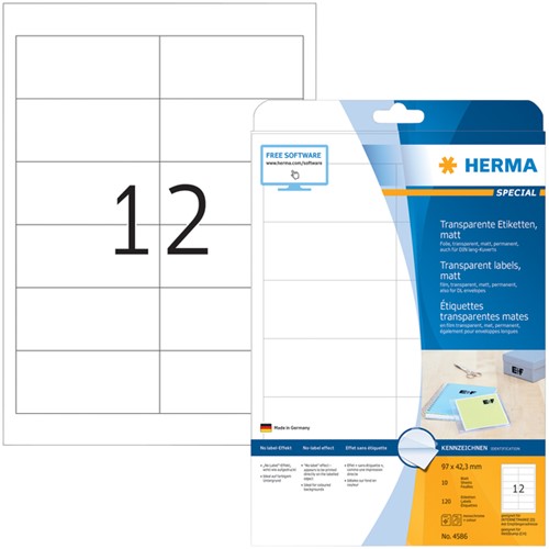 Etiket HERMA 4586 97x42.3mm weerbestendig transparant mat 120 stuks-2