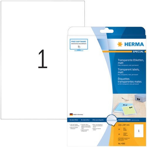 Etiket HERMA 4585 210x297mm weerbestendig transparant mat 10stuks-3