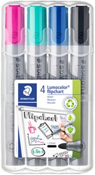 Viltstift Staedtler 356 voor flipover rond 2mm set à 4 stuks assorti
