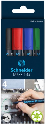 Viltstift Schneider Maxx 133 schuin 1-4mm assorti 4 stuks