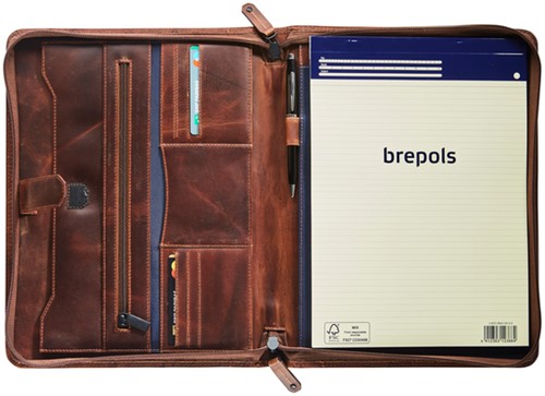 Schrijfmap Maverick The Original A4 rits incl schrijfblok leer bruin-2