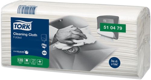 Reinigingsdoek Tork W4 Premium gevouwen 1-laags 4x120 vel wit 510479