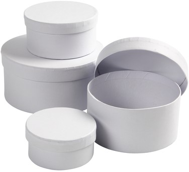 Doos Creativ Comp rond 4st Ø 8, 10, 12, 14cm, hoogte 4, 5, 6, 7cm wit
