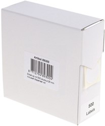 Etiket Rillprint 25mm 500st op rol rond wit