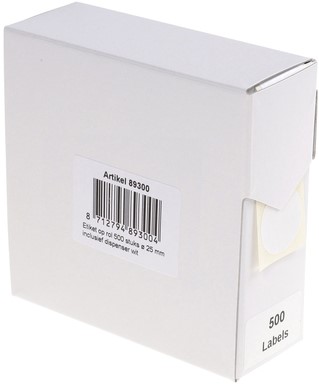 Etiket Rillprint 25mm 500st op rol rond wit