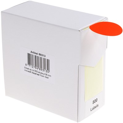 Etiket Rillprint 35mm 500st op rol fluor rood-3