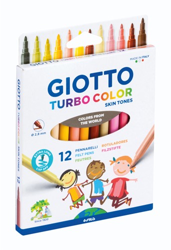 Viltstift Giotto Turbo Color skin tones 12 stuks