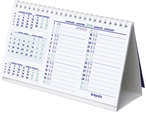 Bureaumaandkalender 2026 Brepols 210x125mm
