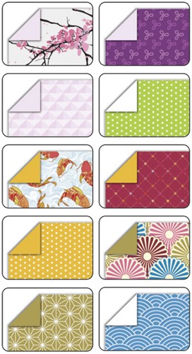 Vouwblaadjes Folia 80gr 15x15cm 50 vel 2-zijdig Japan 10 designs ass-2