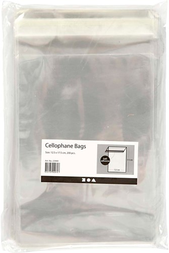 Cellofaanzak Creativ Company 17.3x12.3cm 25 micron met plakstrip 200st-2
