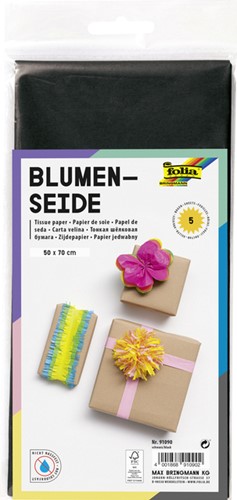 Zijdevloeipapier Folia 50x70cm 20g nr90 zwart set à 5vel