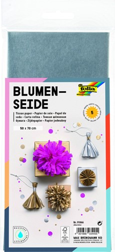 Zijdevloeipapier Folia 50x70cm 20g nr66 zilver set à 5vel