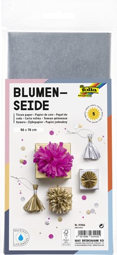 Zijdevloeipapier Folia 50x70cm 20g nr66 zilver set à 5vel