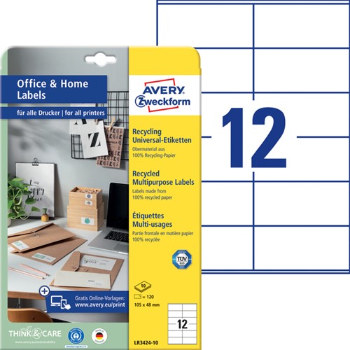 Etiket Avery LR3424-10 105x48mm recycled wit 120 stuks-2