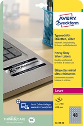 Etiket Avery L6129-20 rond 30mm zilver 960 stuks