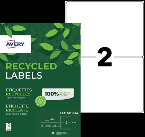 Etiket Avery LR7168-100 199.6x143.5mm recycled wit 200 stuks-2