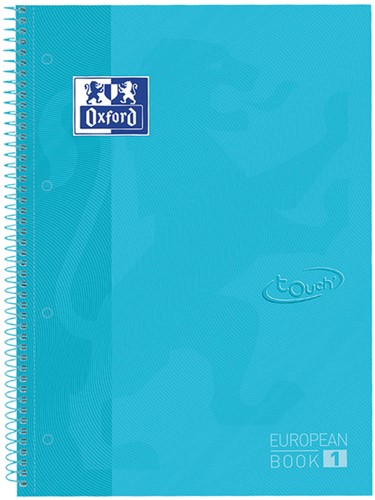 Notitieboek Oxford Touch Europeanbook A4+ 4-gaats lijn 160 pagina's pastel blauw