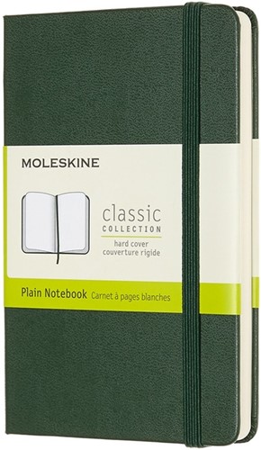Notitieboek Moleskine pocket 90x140mm blanco hard cover myrtle green