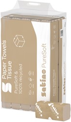 Handdoek Satino PT3 PureSoft v-vouw 2-laags 240x230mm 20x200 vel naturel 277540