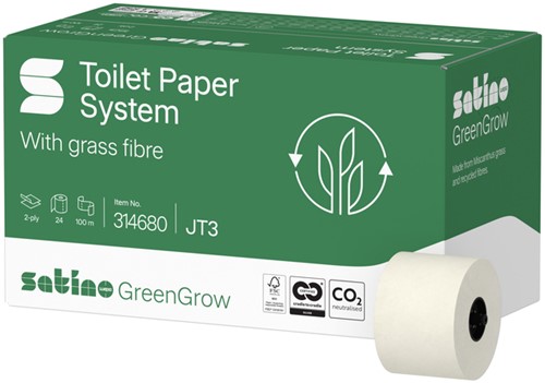 Toiletpapier Satino JT3 GreenGrow systeemrol 2-laags 24x100m wit 314680