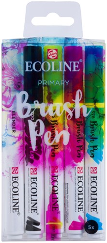 Brushpen Talens Ecoline assorti Primary etui à 5stuks-3