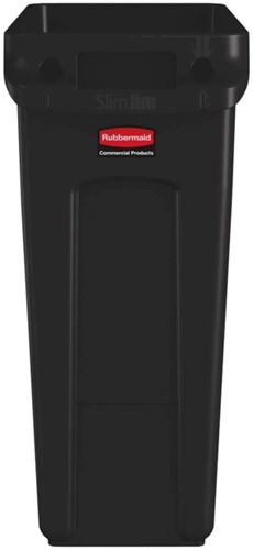 Afvalbak Rubbermaid Slim Jim Vented met luchtsleuven 60 liter bruin-2